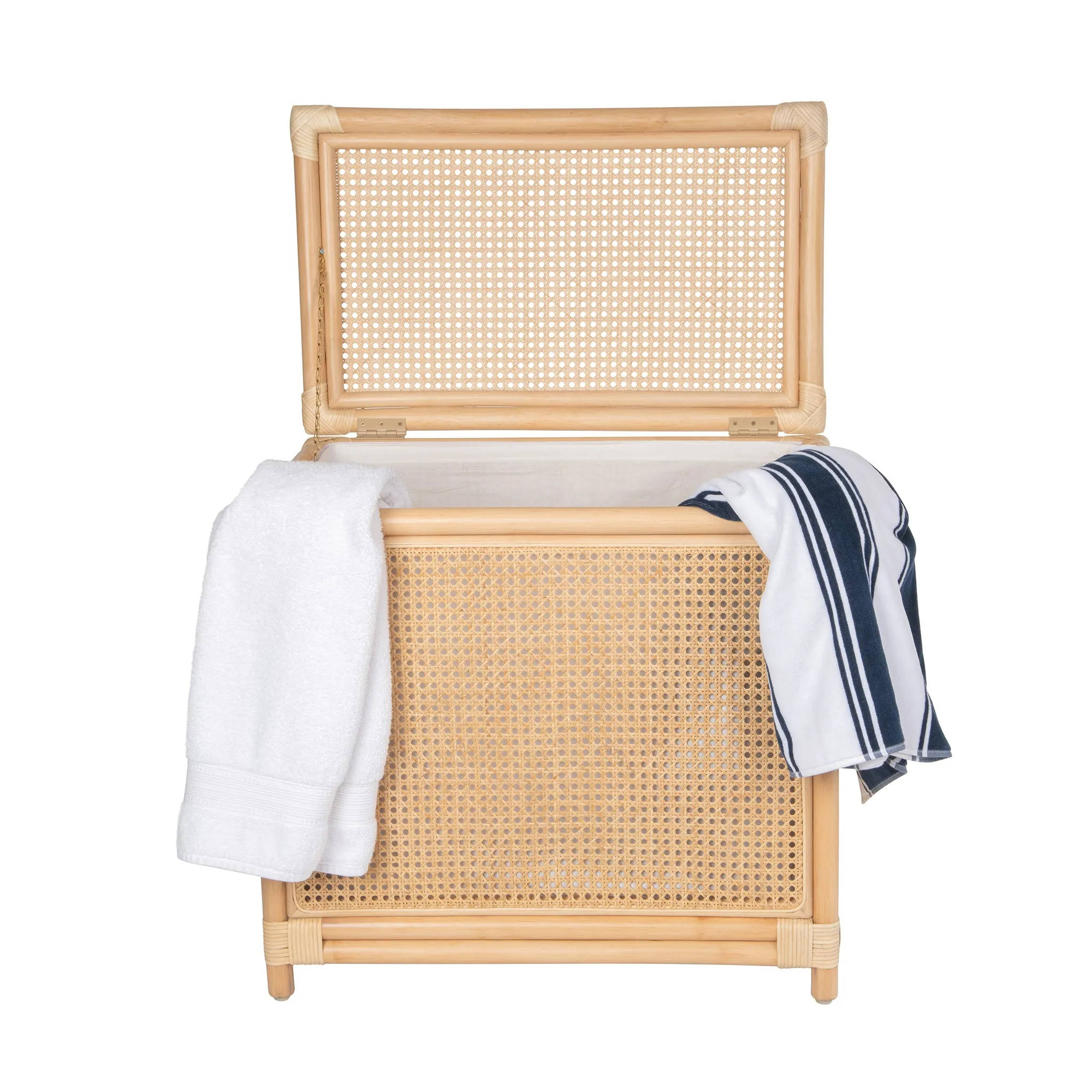 Rectangular Rattan Cane Clothes Hamper and Laundry Basket with Removable Liner  & Lid, 2 Loads