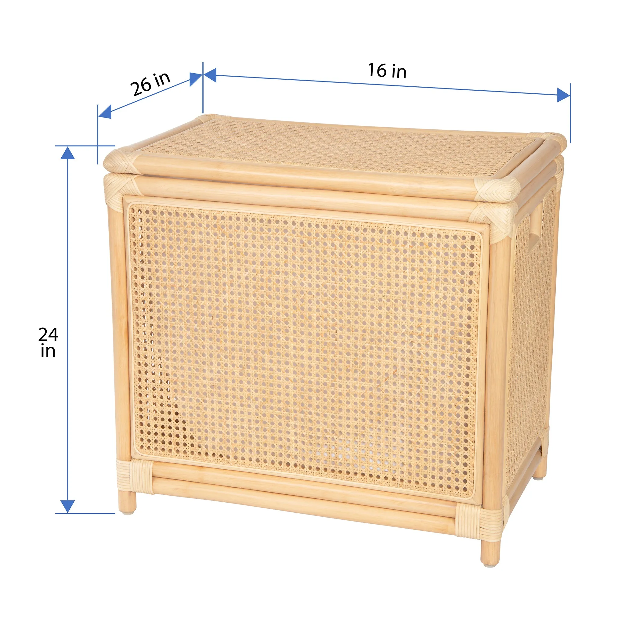 Rectangular Rattan Cane Clothes Hamper and Laundry Basket with Removable Liner  & Lid, 2 Loads