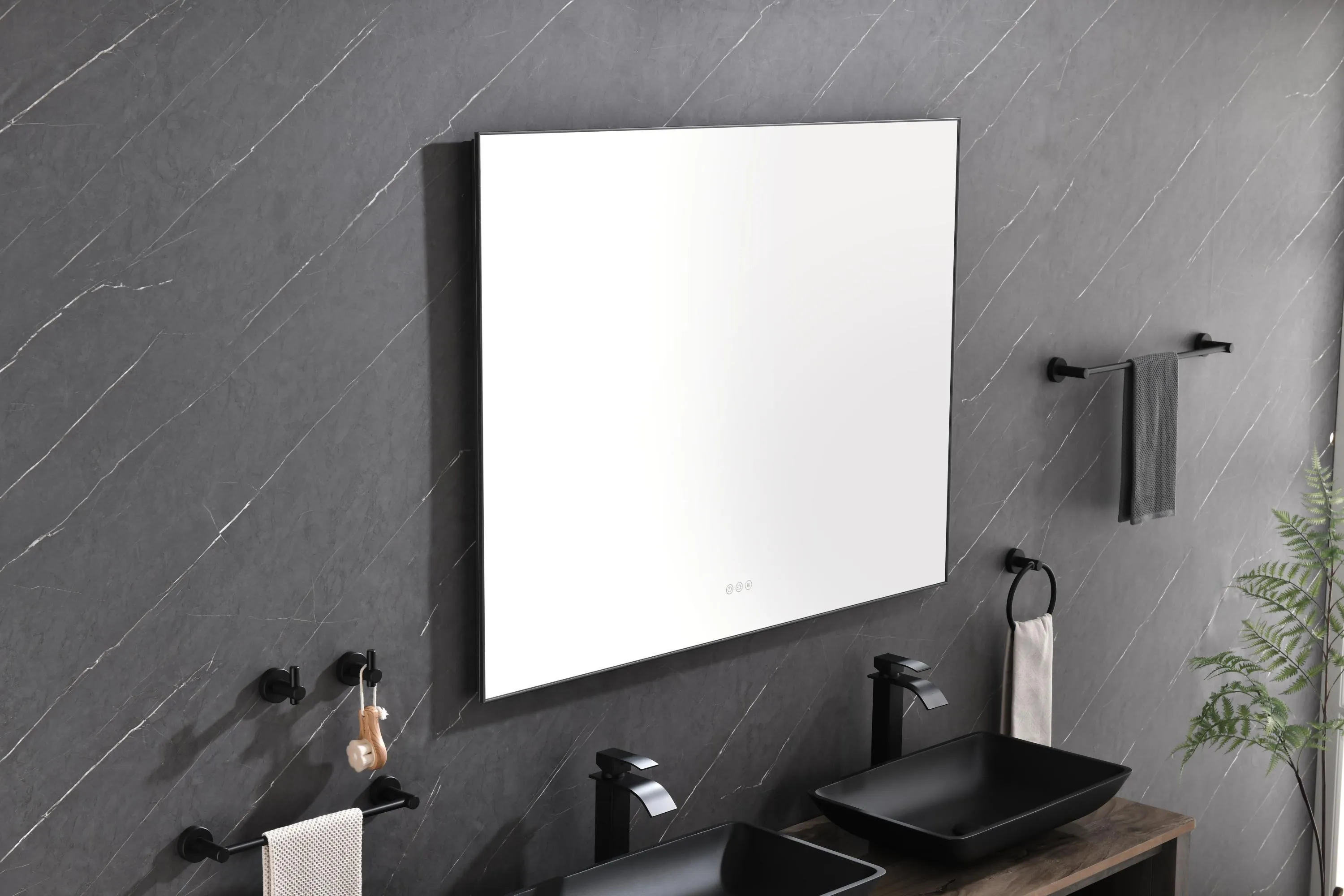 Super Bright Led Bathroom Mirror with Lights, Metal Frame Mirror Wall Mounted Lighted Vanity Mirrors for Wall, Anti Fog Dimmable Led Mirror for Makeup, Horizontal/Verti  \\\\nGun Gray Metal