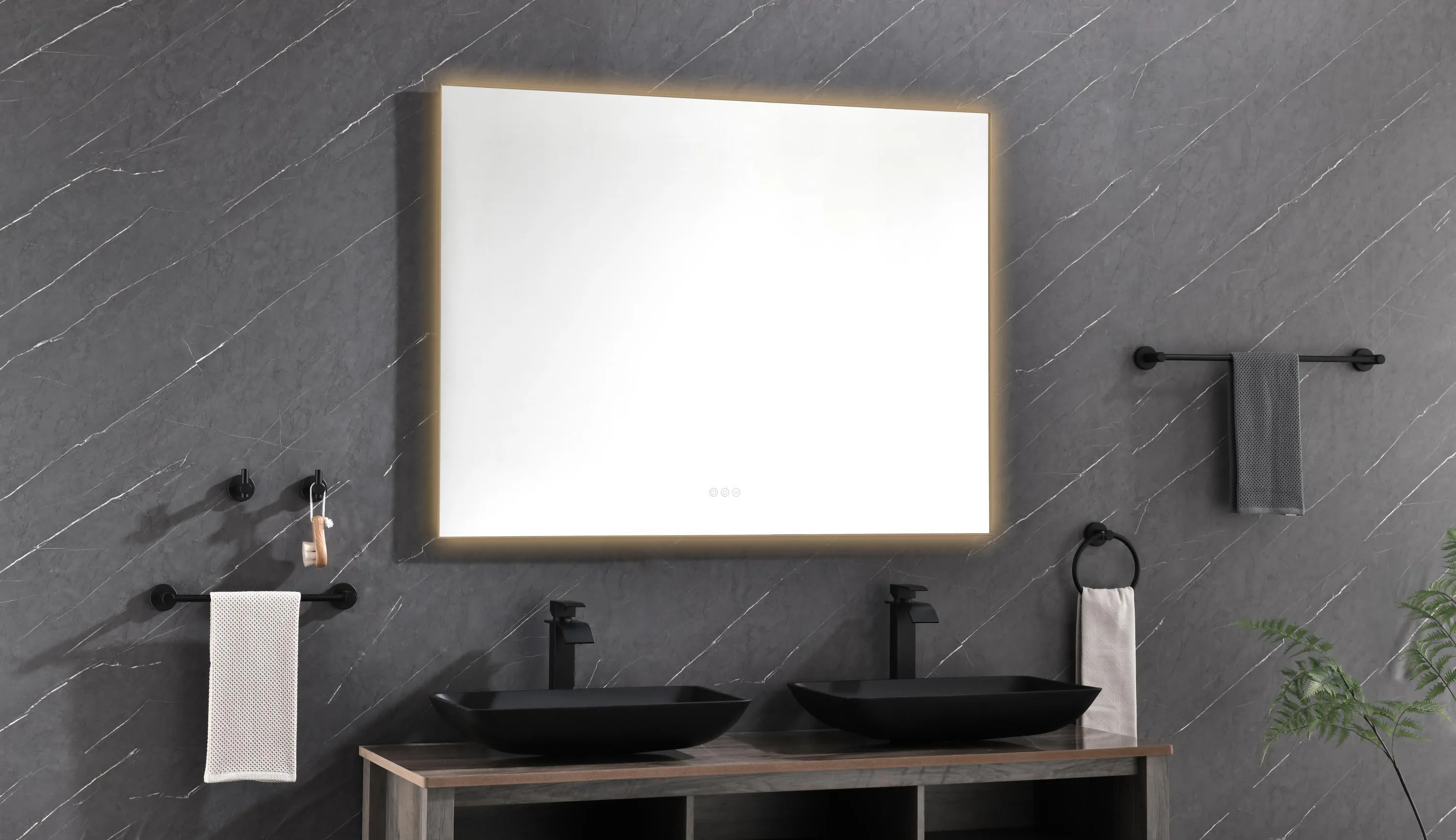 Super Bright Led Bathroom Mirror with Lights, Metal Frame Mirror Wall Mounted Lighted Vanity Mirrors for Wall, Anti Fog Dimmable Led Mirror for Makeup, Horizontal/Verti  \\\\nGun Gray Metal