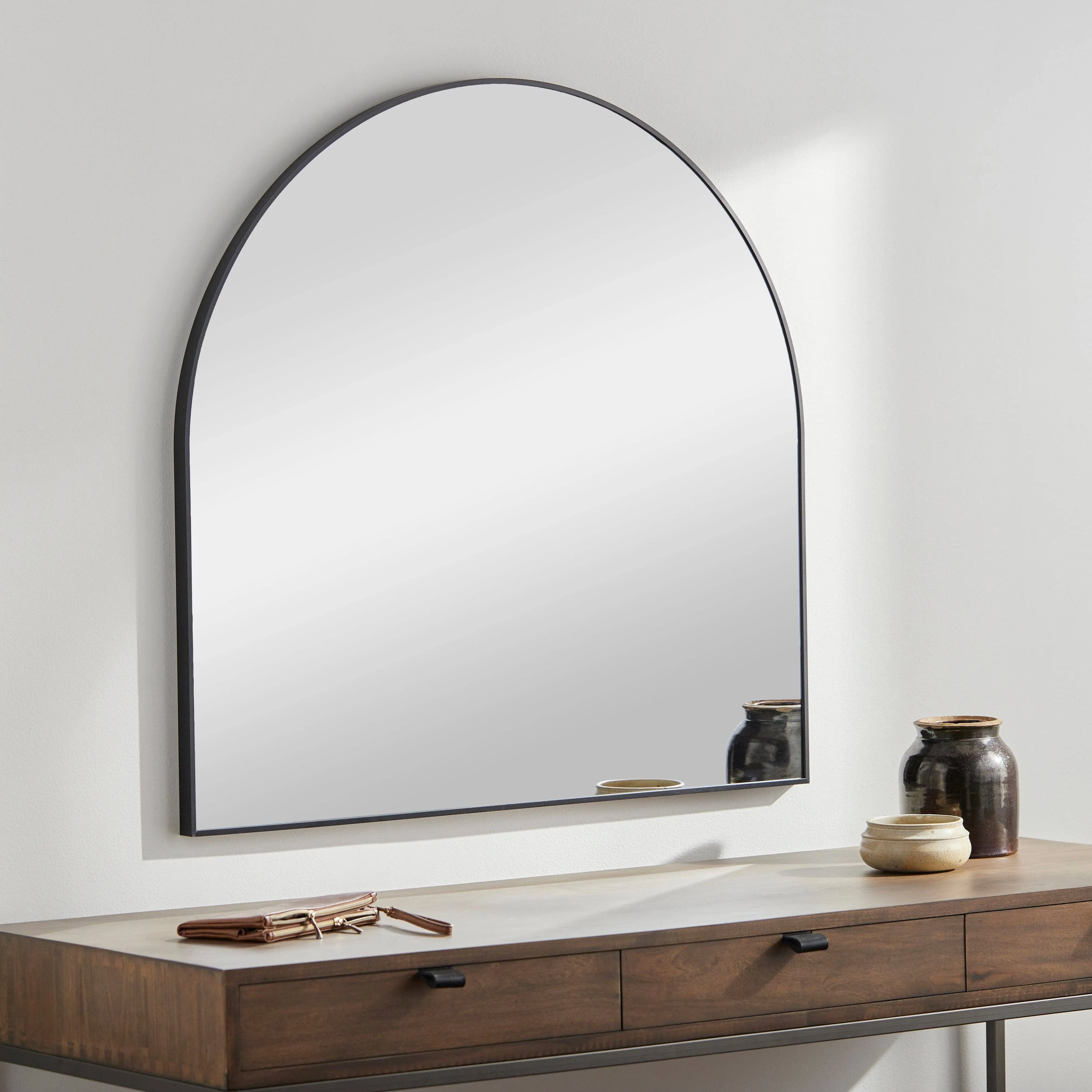 SURYA - Aranya Matte Black Aluminum Frame Arched Mirror