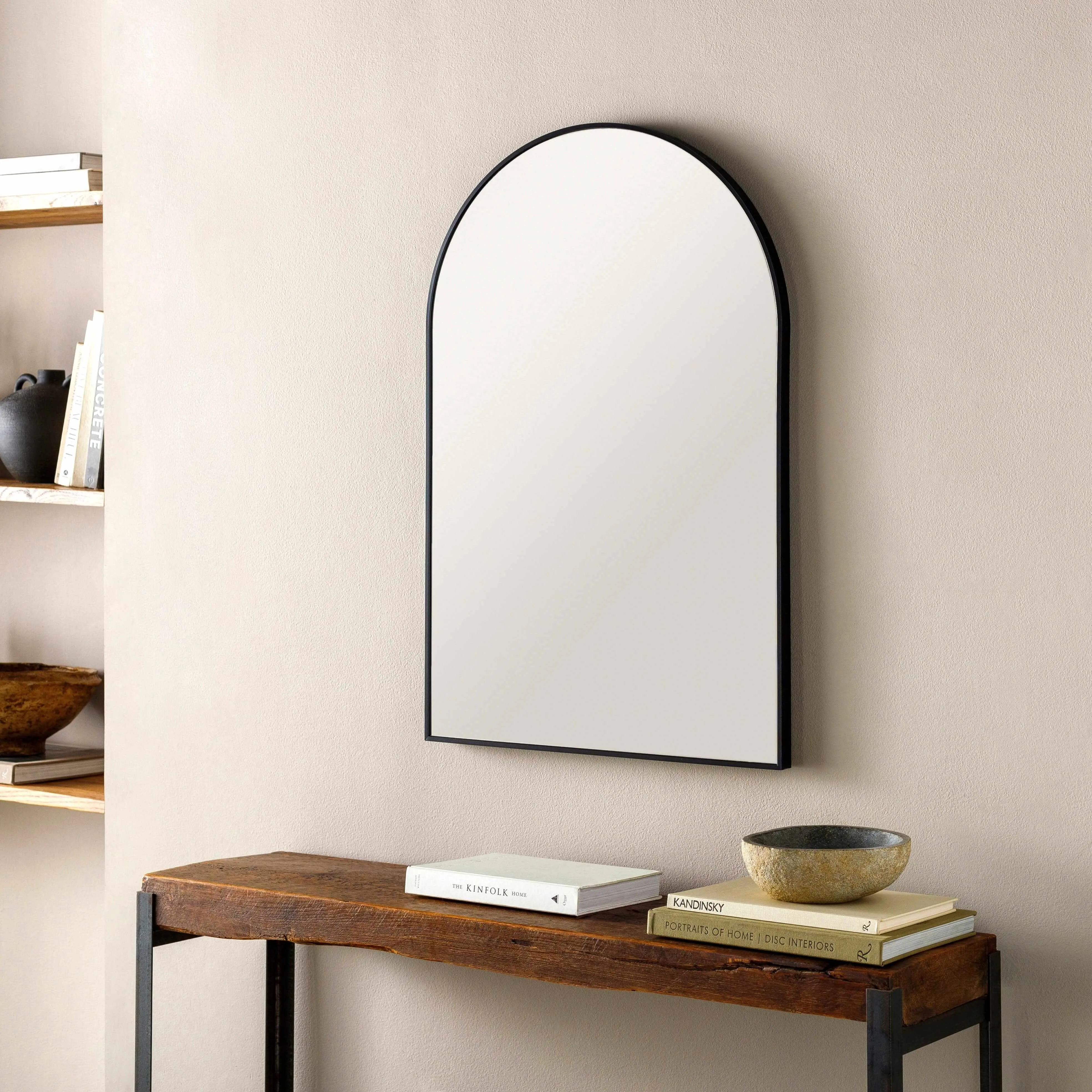 SURYA - Aranya Matte Black Aluminum Frame Arched Mirror