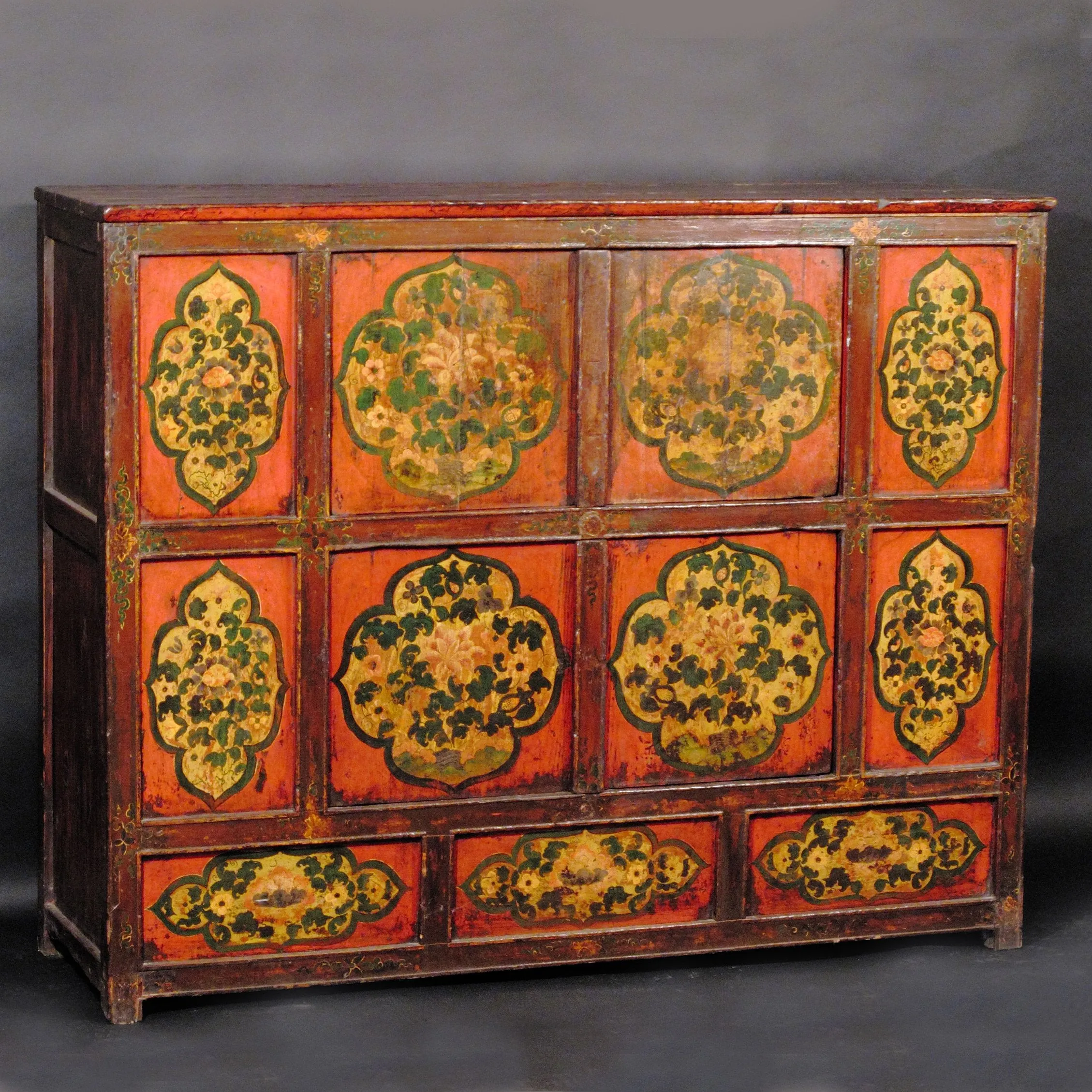 Tibetan Altar Cabinet with Original Painting - 19thC