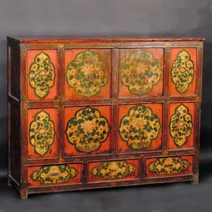 Tibetan Altar Cabinet with Original Painting - 19thC