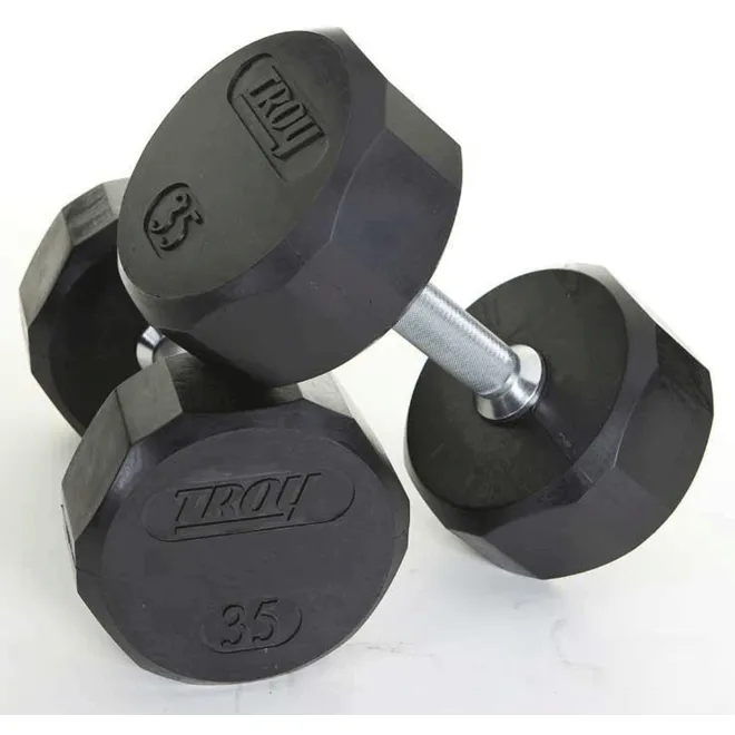 TROY 12 SIDED RUBBER ENCASED DUMBBELL SET 5-50 LB SET TSD-R