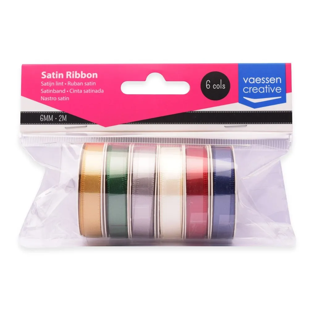 Vaessen Creative Organza Ribbon 6 Colours 6mmx2m Christmas