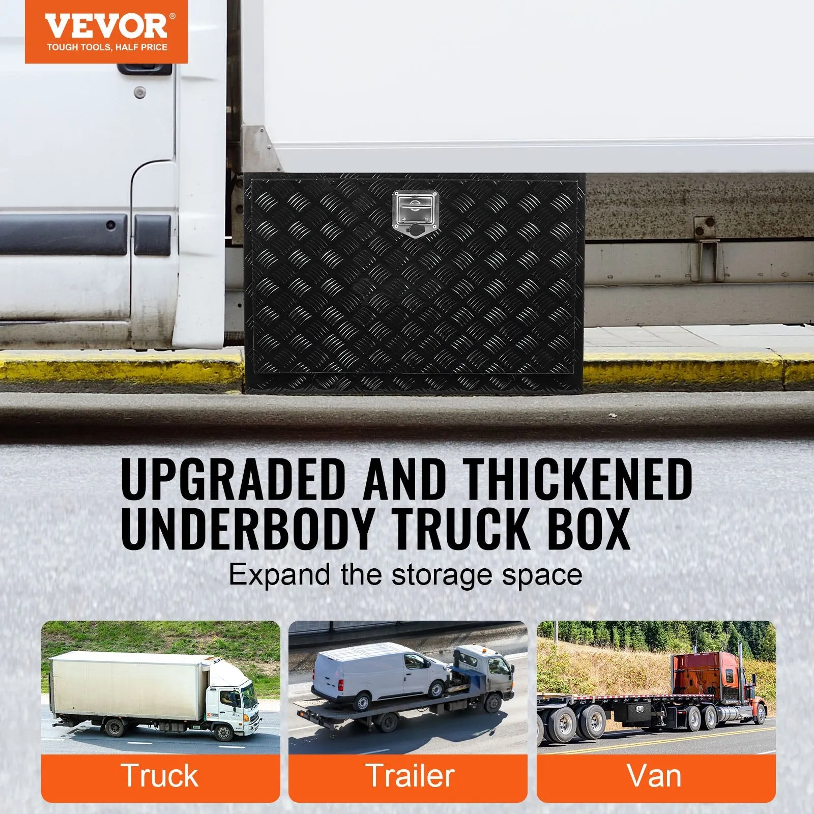 Vevor Underbody Truck Tool Box 36"x24"x24" Heavy Duty Aluminum 88 Lbs Load Capacity with Built-In Lock New