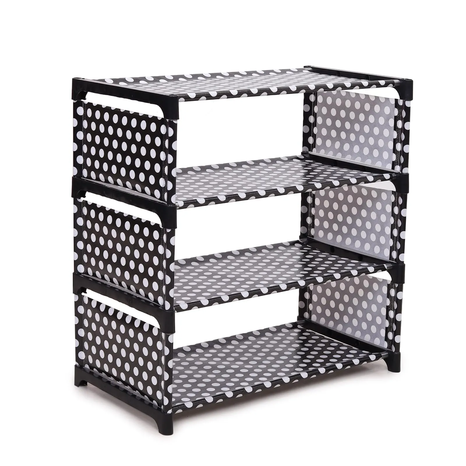 VIKNORT 4-Shelves Metal Shoerack/Book Shelf/Multipurpose Storage Organiger/ 4-Tier (Black)