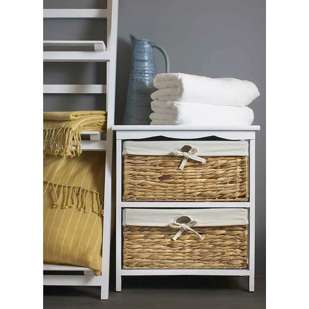 Water Hyacinth Two Basket White Storage Basket Unit 015 by Willow