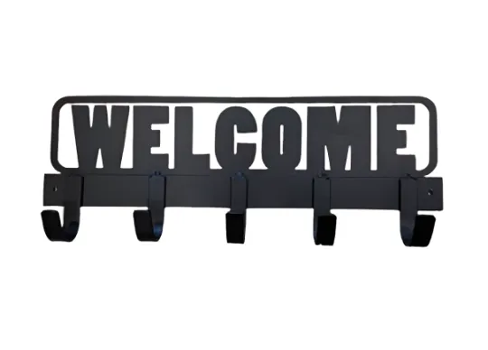 Welcome Sign Coat Rack - Hand-Welded Entryway Hanger - Rustic Home Decor