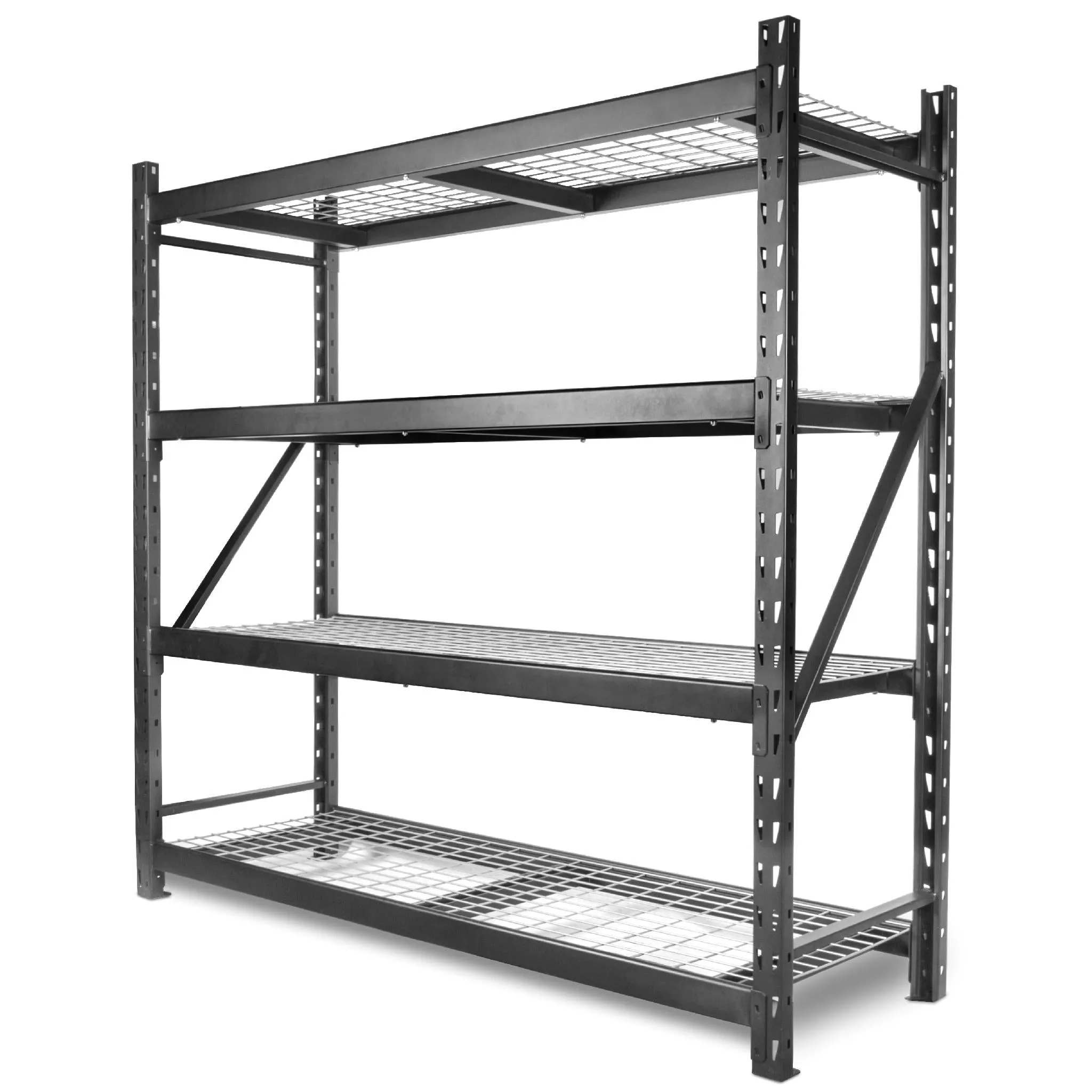 WEN RK7724-4 Four-Tier Industrial Steel Storage Rack with Adjustable Shelving and 8000-Pound Capacity