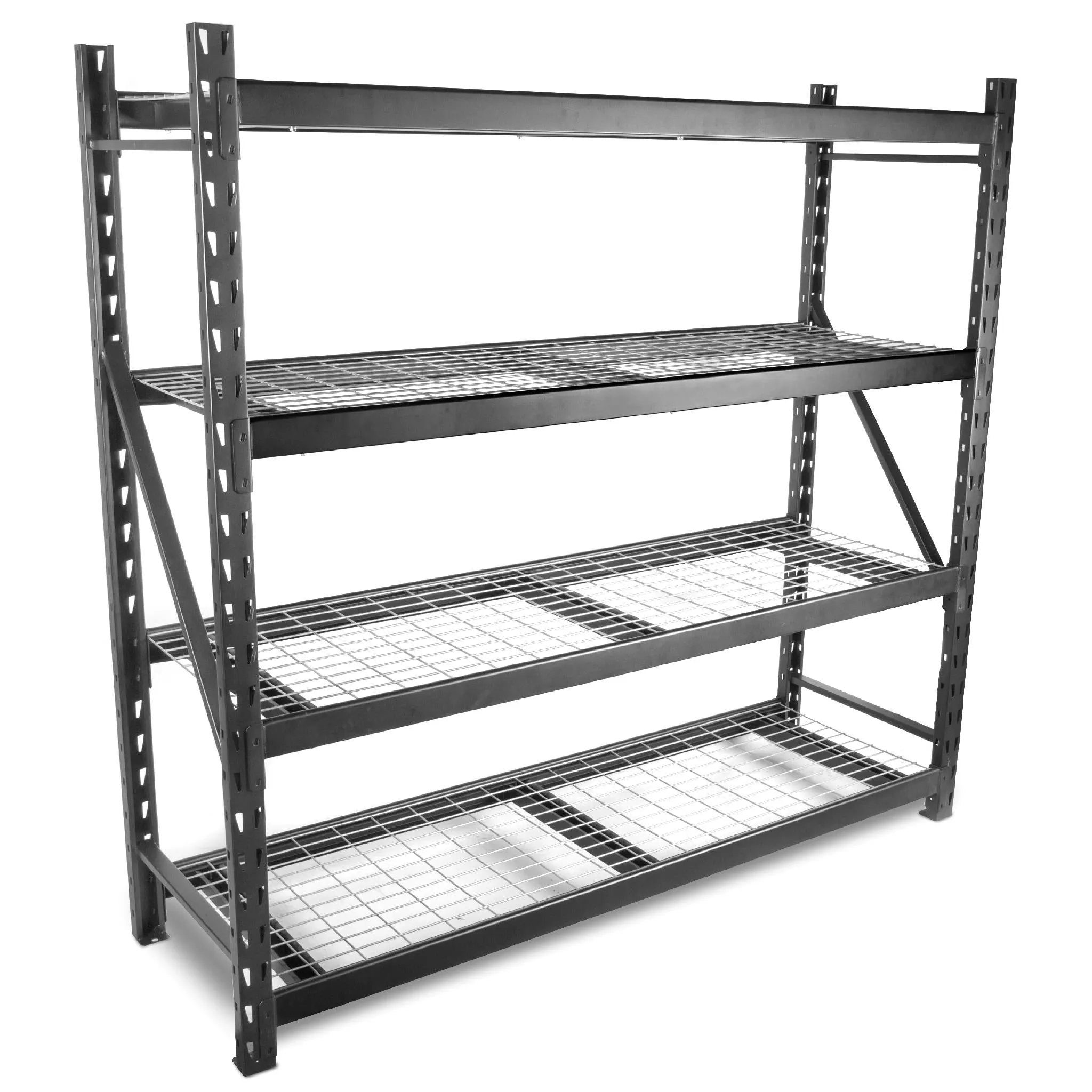 WEN RK7724-4 Four-Tier Industrial Steel Storage Rack with Adjustable Shelving and 8000-Pound Capacity