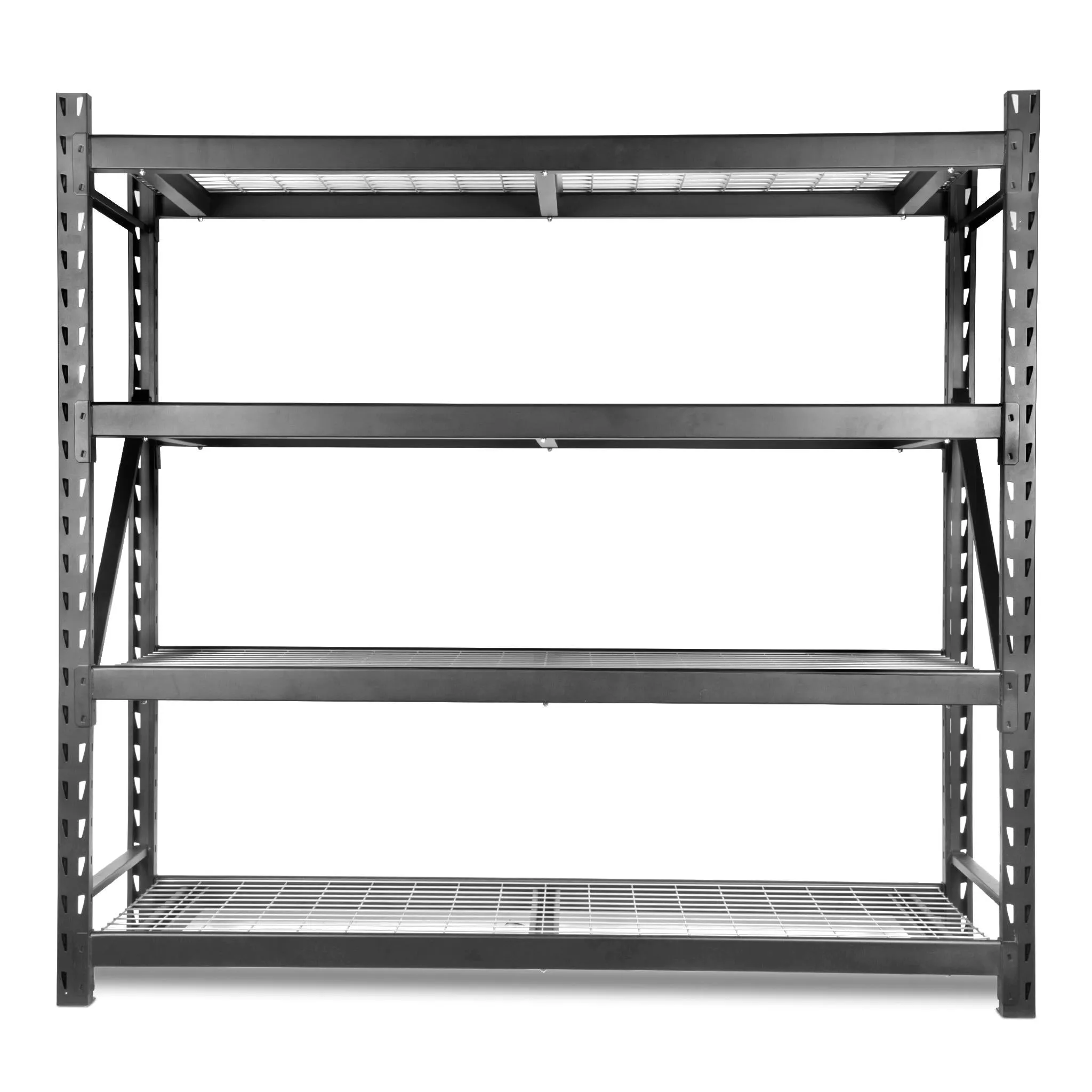 WEN RK7724-4 Four-Tier Industrial Steel Storage Rack with Adjustable Shelving and 8000-Pound Capacity