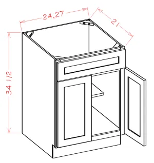 Wilora Classic Mocha Sink Vanity Cabinet - 2 Doors, 1 False Drawer (24" x 34.5" x 21")