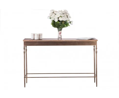 Wooden Iron Narrow Hallway Console Table with Finial Legs