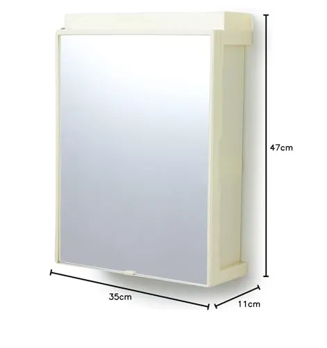 zahab Bathroom Cabinet with Mirror Storage Plastic Organiser Wall Mounted Bathroom Accessories Mirror Cabinet Big size-19x4.5x14 inch Ivory