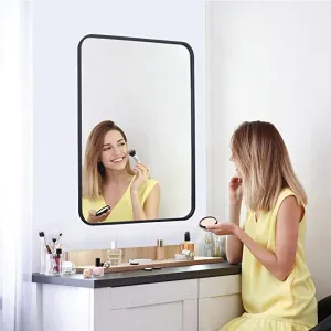 ZENY™ 22x30 Inch Black Wall Mirror Wall,Vanity Mirrors with Stainless Steel Metal Frame and Rounded Edge