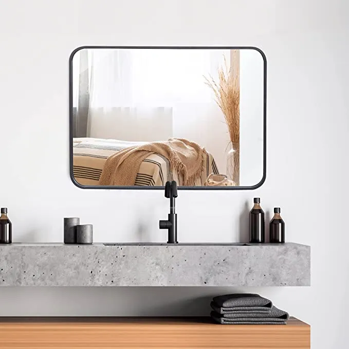 ZENY™ 22x30 Inch Black Wall Mirror Wall,Vanity Mirrors with Stainless Steel Metal Frame and Rounded Edge